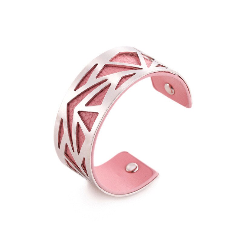 16 cores manguito pulseira de couro slivery ouro cor pulseira georgette indiano jóias pulseiras amor pulseiras para mulher femme vimio: pink 1