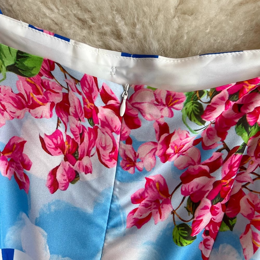 Sexet sommerkjole med off-shoulder-knapper og spaghettistropper til catwalken til kvinder, ærmeløs, blomsterprint, midi-vestidos til stranden