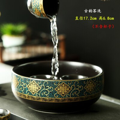 Bol de lavage de thé, brosse d'écriture, pot kung fu accessoires à thé en céramique stylo de sable violet bol d'eau de lavage de thé plante hydroponique: ancient