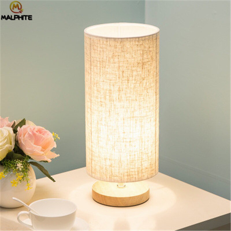 Modern Linen Table Lamps For Living Room Lamps Table Fixtures Table Light Bedroom Bedside Lamp Wood Home Decor Luminaire Table: A