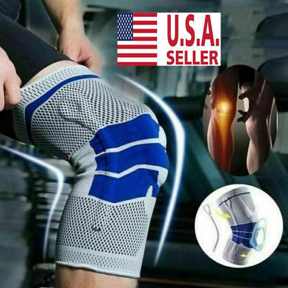 Enkele Fitness Hardlopen Fietsen Knie Ondersteuning Braces Elastische Nylon Sport Knie Pad Sleeve-Sized M (Grijs)