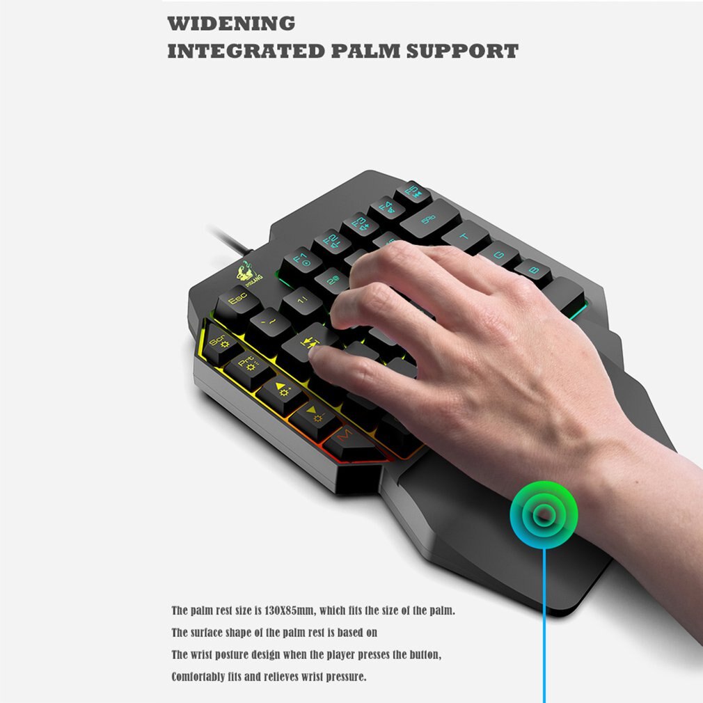 T1 Keyboard Mouse Combos Ergonomic Multicolor Backlight One-Handed Game Keyboard Mouse Set For Home Gamer Gaming Kit