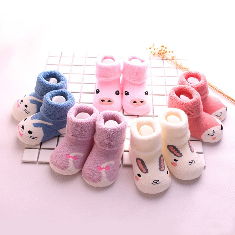 5Pairs/set Lovely Cartoon Baby Socks Soft Cotton Baby Girl Boy Socks Warm Soft Newborn Socks Toddler Knitted Socken