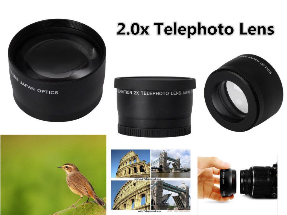 49mm 2x forstørrelse teleobjektiv til canon eos  m5 m6 m50 m10 m100 m200 kamera med 15-45mm objektiv