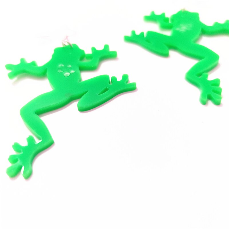 KUGUYS Frog and Leaf Dangle Earrings for Women Girls Acrylic Jewelry Green Animal Novel Festival Accessories