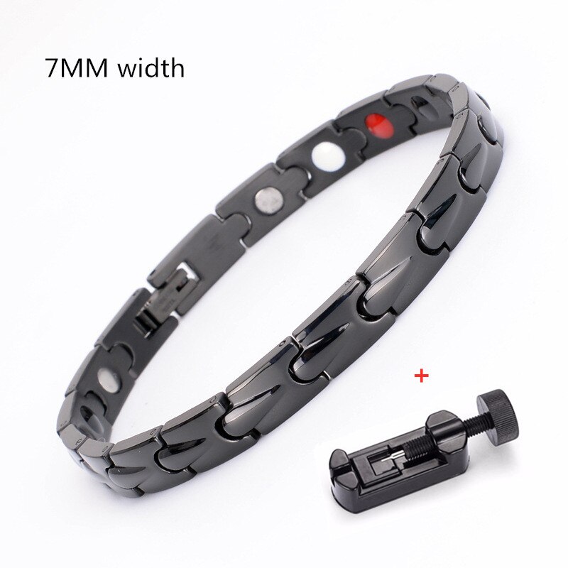 Neue Magnetische Energie Armbinde Für Männer Frauen Arthritis Bio Magnet Therapie Titan Stahl Armbänder Armreif Gesundheit Pflege Schmuck: 7mm Schwarz w Werkzeug