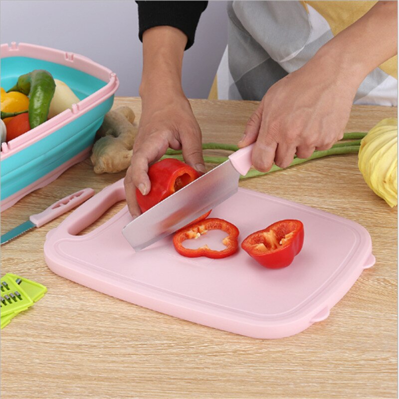 9 In 1 Kitchen Chopping Board Folding Drain Basket Multi-Function Sink Cutting Board Security