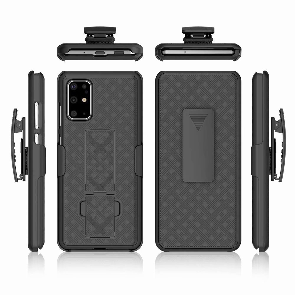 Woven 2 in 1 Hybrid Hard Shell Holster Combo Case With Kickstand & Belt Clip For Samsung Galaxy S20/S20 PLUS/S20 ULTRA