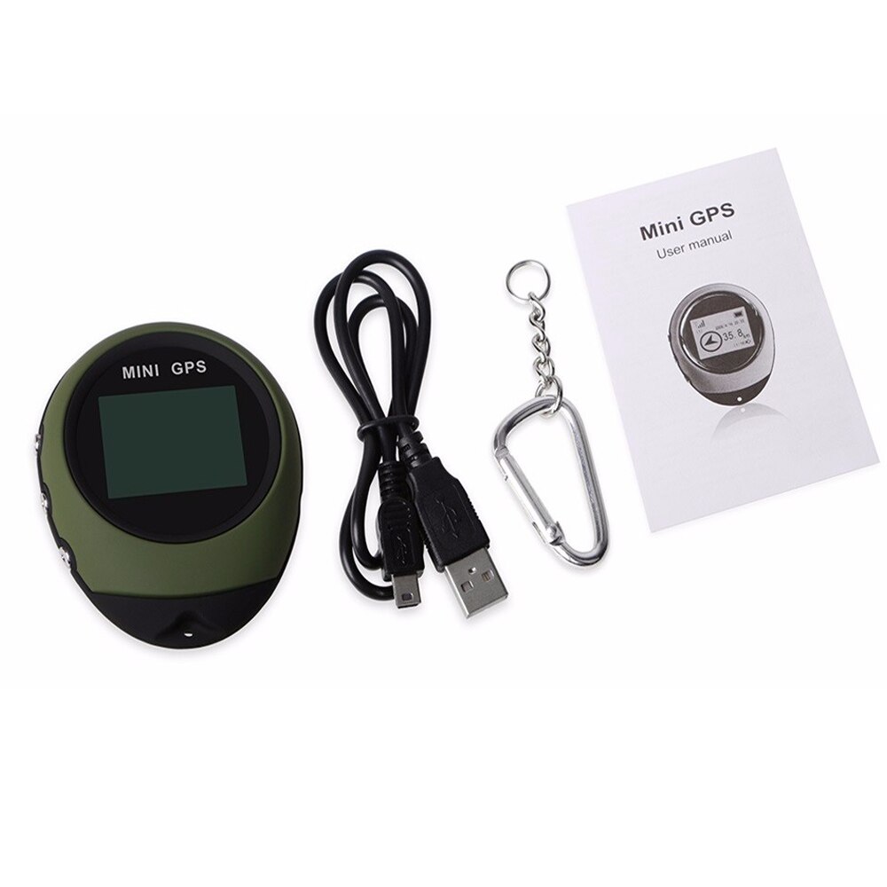 Mini gps draagbare handheld sleutelhanger tracker usb oplaadbaar locatie tracker kompas voor buiten reizen klimmen universeel: Groente
