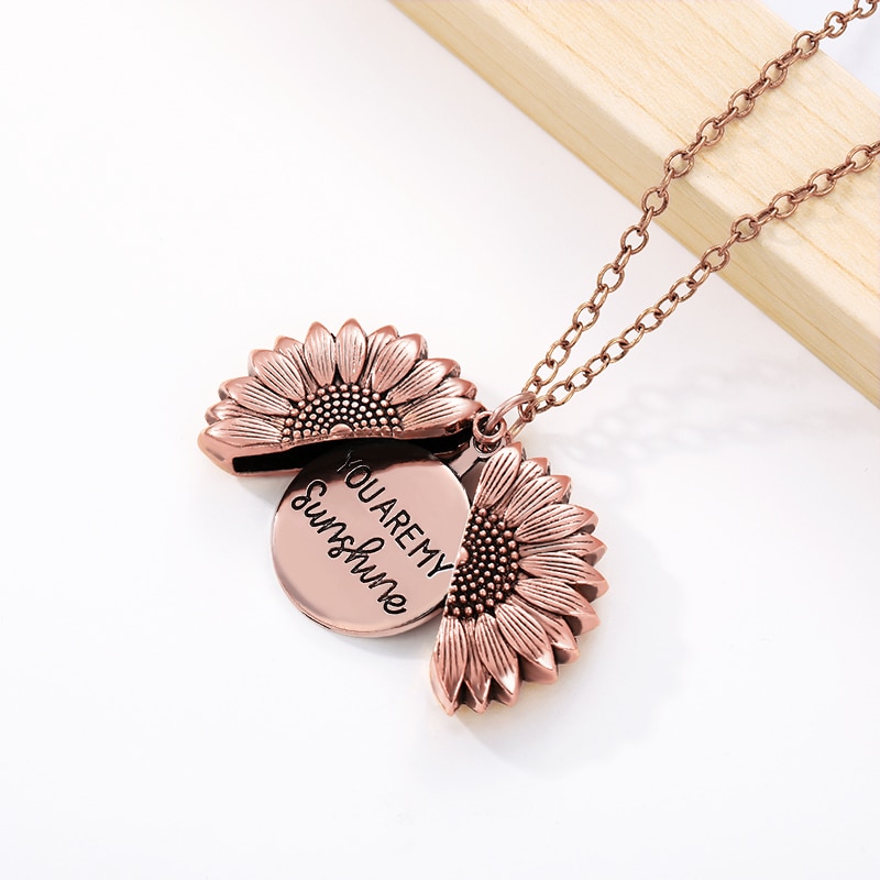 You Are My Sunshine Sunflower Necklaces For Women Rose Gold Silver Color Long Chain Sun Flower Female Pendant Necklace Jewelry