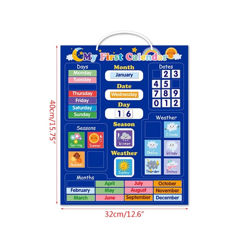 Tablero magnético de calendario meteorológico para niños, desarrollo del cerebro completo, aprendizaje de la inteligencia, iluminación, juguetes creativos