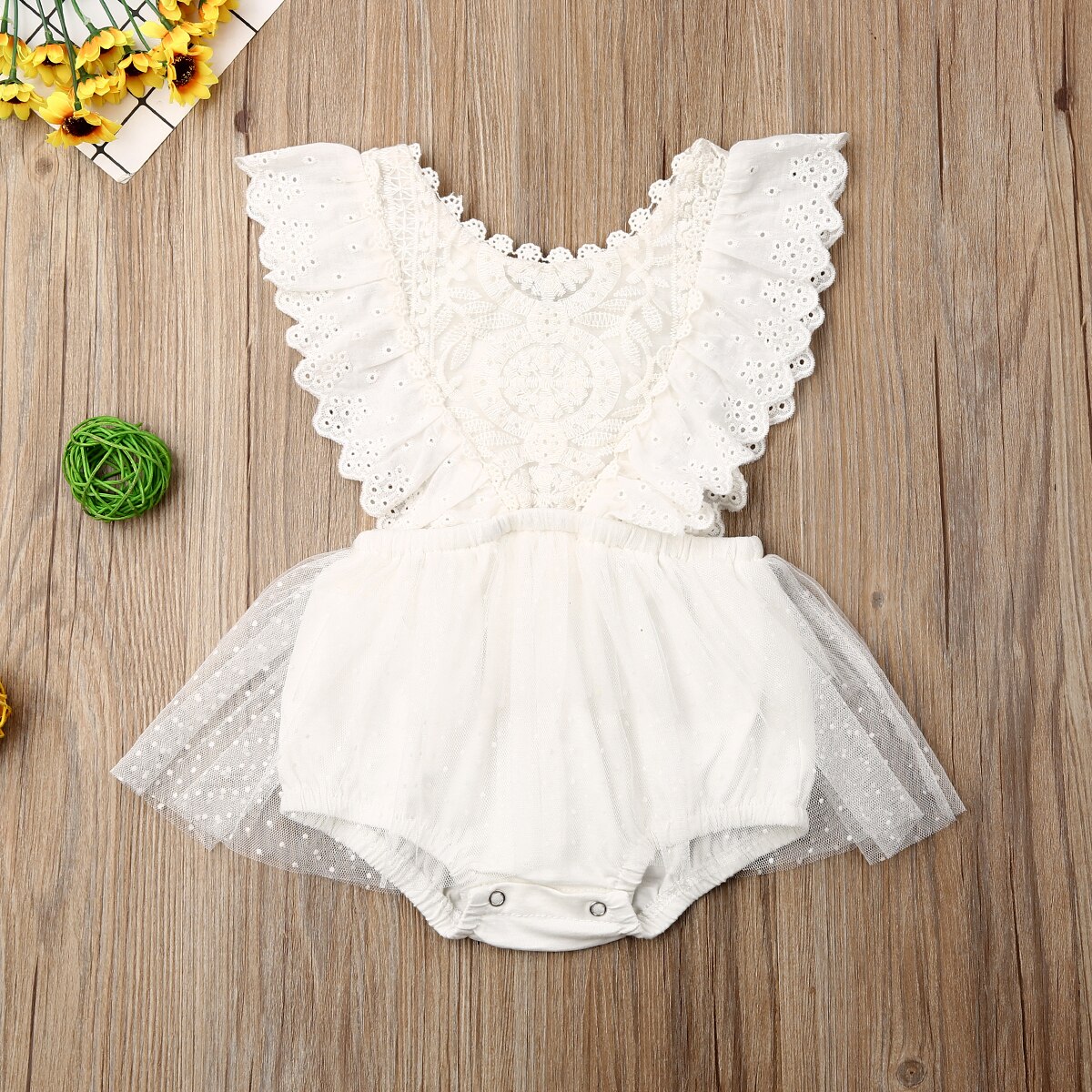 0-24 månader bebis flicka kläder flickor blomma spets romper nyfödd jumpsuit barn tutu prinsessa outfit sommar kid one-piece kläder: Ärmlös / 24m