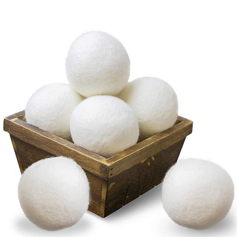 6Pcs/Lot Natural Tumble Dryer Ball Wool Dryer Ball Reusable Clothes Drying Laundry Clean Ball Laundry Fabric Softener Ball