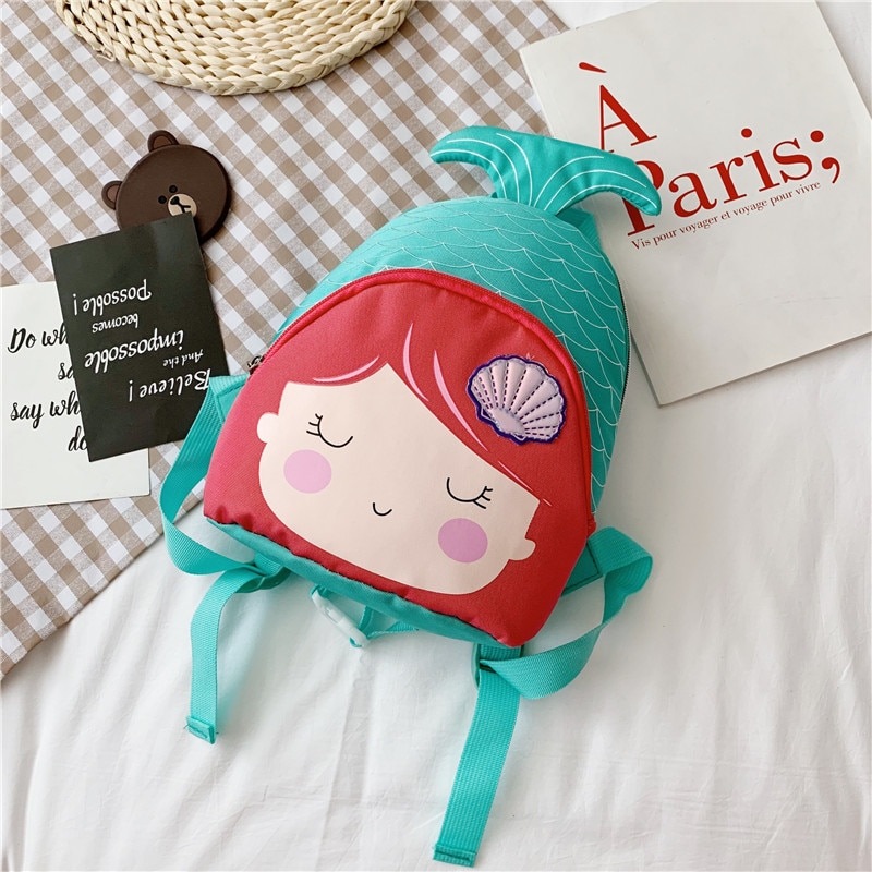 Tegneserie havfrue barn pige rygsæk fishtail sød mini skoletaske børnehave skoletaske skuldertaske til børn