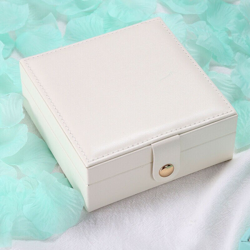 Koreanischen Stil Frische Und Einfache Mädchen Ohrringe Platte Schmuck Box Protable Leder Ohrringe Ring Multi-funktion Schmuck Lagerung Box: WHITE