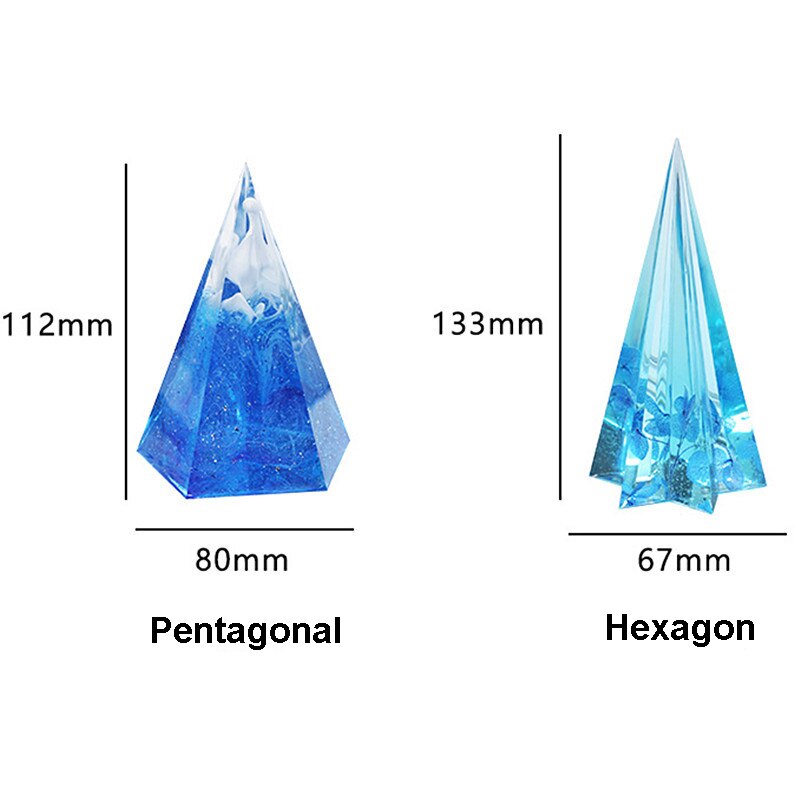 DIY Hexagonal Cone Silicone Mold, Pentagonal Cone Mold, Flexible, Transparent Clear Molds for Casting with Resin, Cement, Candle