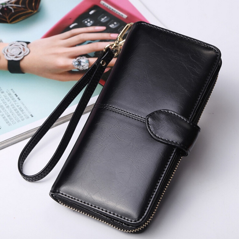 Big Red Women Coin Purses Leather Wallets for Women Long Coin Purses Holders Female Clutch Bags Zipper Ladies Change Purses