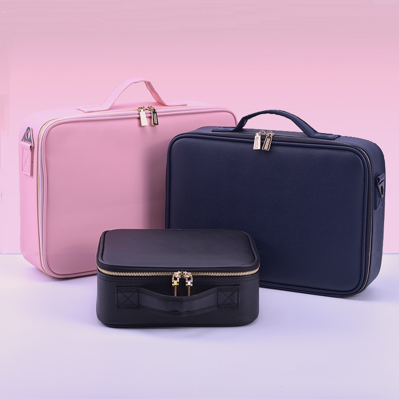 Organizador de maquillaje de gran capacidad para mujeres, caja de almacenamiento de Neceser cosmético de multicapa, Bonito traje portátil