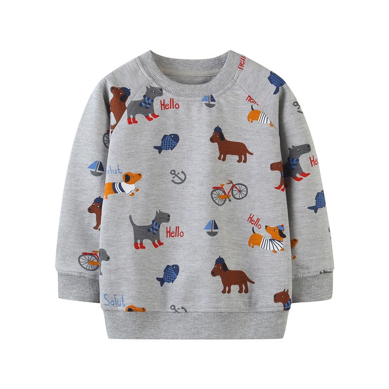 Mètres sautants animaux de bande dessinée sweat à capuche enfants garçons hauts sweat-shirts pull en coton dessin animé automne printemps Blouses bébé garçon vêtements