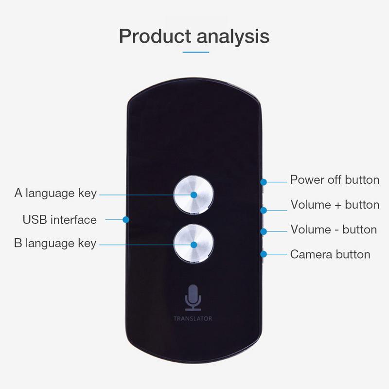 Wireless Voice Translator 42 Multi-language Portable Real-time Bluetooth Learning Travel Meetings With Bluetooth Camera