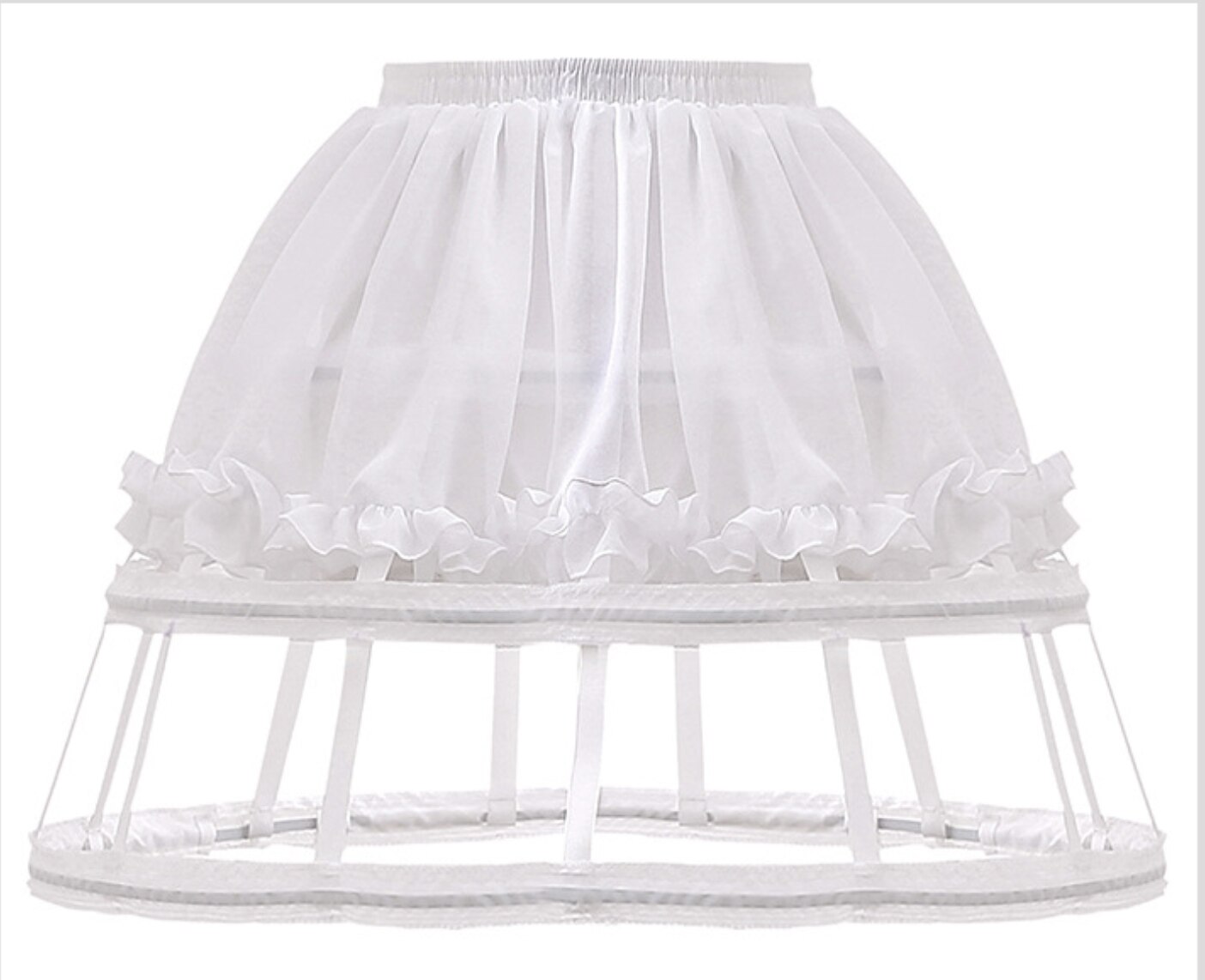 E jue shung bröllop underkläder vit svart brud underkjol korta klänningar underklänning ruffles rockabilly crinoline