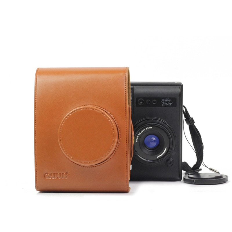 Bolsa de cámara marrón para LOMO Instant Automat, bolso de hombro de cuero PU, funda para lomografía instantánea Automat con correa
