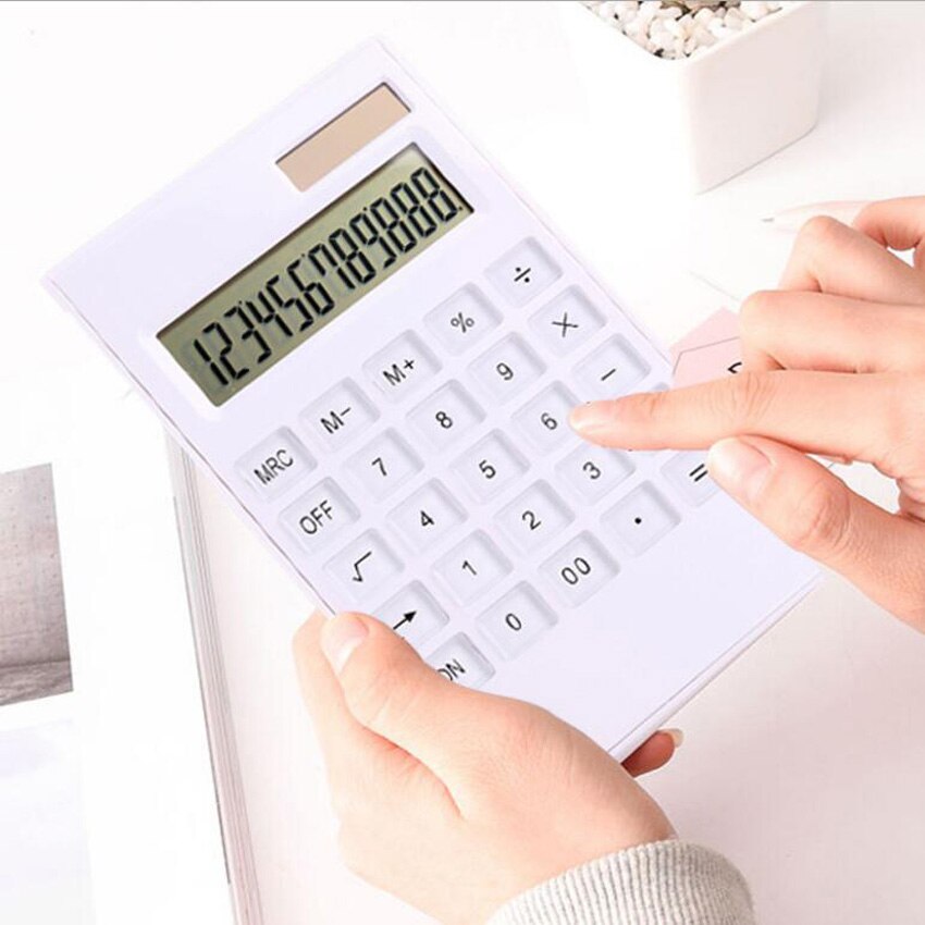 Calculadora de doble potencia de 12 dígitos, calculadora solar, Calculadora financiera de oficina con botón de cristal, calculadora específica para exámenes