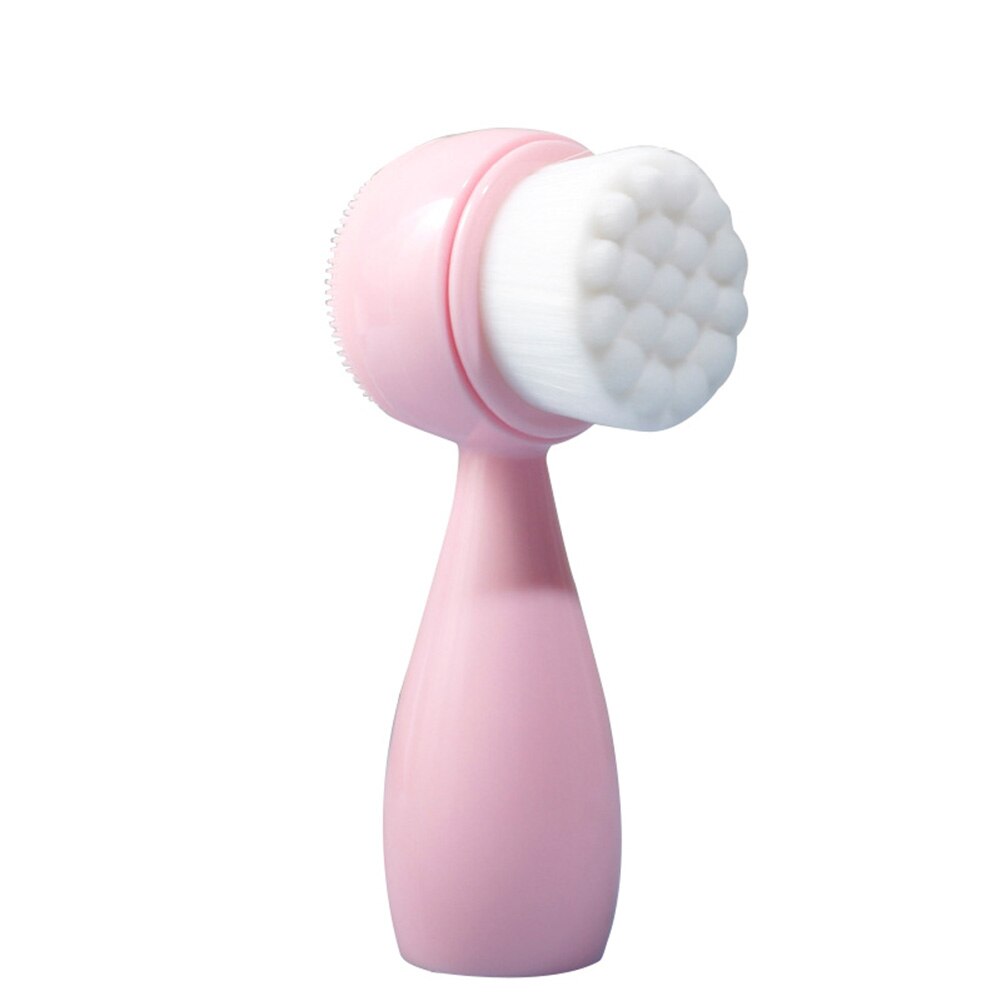 Cepillo de limpieza Facial portátil de silicona de doble cara, cepillo para limpieza de puntos negros, masaje de limpieza Facial, producto para lavado de cara: pink