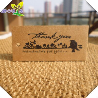 Étiquette décorative de merci oiseau rétro | Boîte suspendue faite à la main, carte de pâtisserie: Default Title