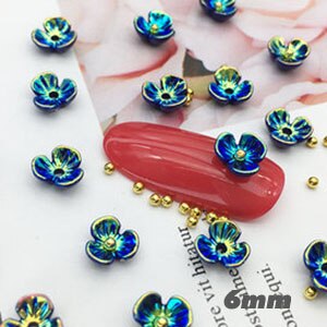 50 unids/lote de adornos de flores de fantasía para manicura, adornos de 3,5 pétalos de lavanda mate, Aurora, dijes para decoración de uñas, 6-10: 3-7