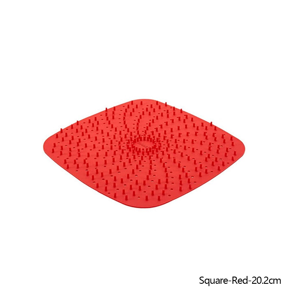 Alfombrilla para freidora de aire, cesta de silicona antiadherente de grado alimenticio para freidoras de aire de 8/9 pulgadas, accesorios de cocina: B-Square-Red-20.2cm