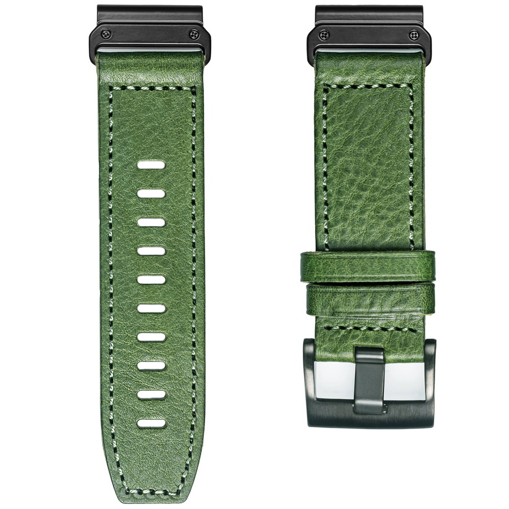 HEMSUT Leathe Watch Band For Garmin Cowhide Wrist Strap Compatible With Fenix/Tactix/Forerunner/Vivoactive/Approach/MARQ/Quatix: green / 20mm
