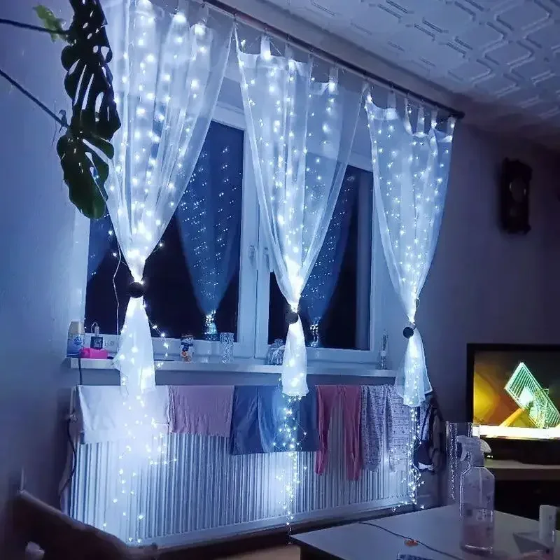 Led Gordijn String Lights Slinger Festival Kerst Decoratie Usb Afstandsbediening Bruiloft Sprookjesachtige Verlichting Voor Slaapkamer Huis