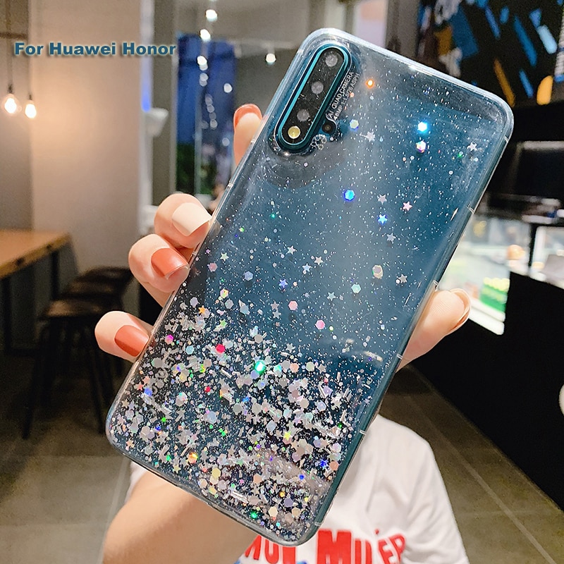 Case For Huawei Mate 20 lite Y9 Play 7c 7s Honor 7a Play 9i 9 7X Clear Bling Glitter Sparkle Foil Sequins Case