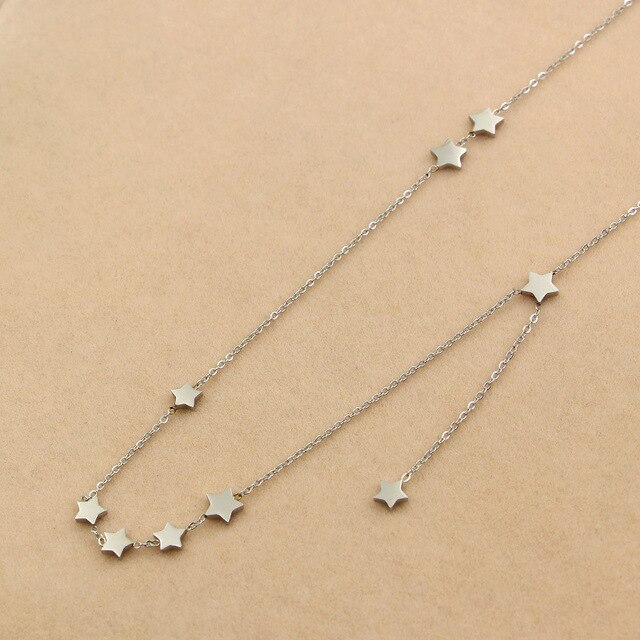 Collari Collana Girocollo Per Le Donne Fiore Star Forma 45 centimetri + 5 centimetri oro Argento Colore Extender Babygirl Collane Collier Best amico: silver star