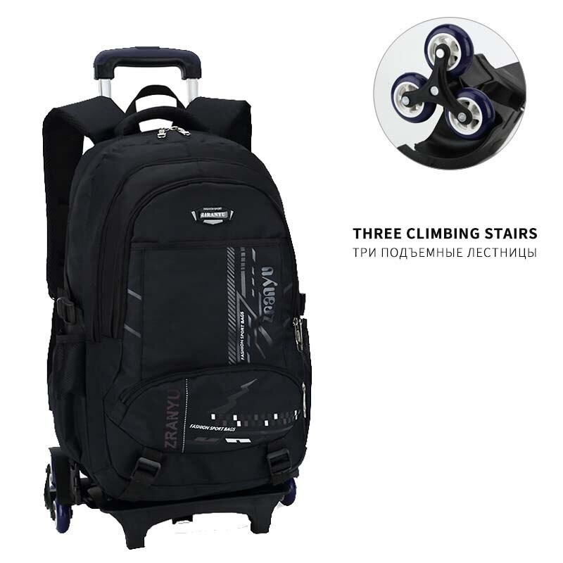 Abnehmbare freundlicher Schule Taschen 2/6 Räder Treppen freundlicher jungen mädchen rucksäcke Wagen Schul Gepäck Buch Tasche Rucksack mochila: 9108BL