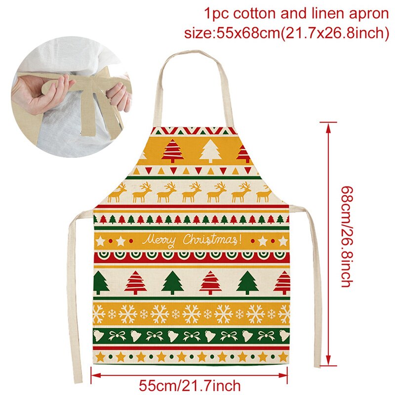 Tablier de noël joyeux noël treillis imprimé sans manches coton lin tabliers pour hommes femmes outils de nettoyage à domicile: Style 2