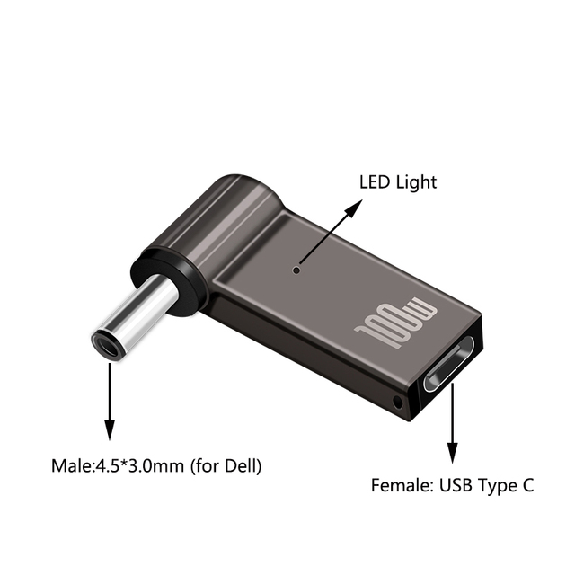 PD 100W Laptop Power Charger Supply Adapter Connector USB Type-C Female to DC Male Jack Plug Converter for Lenovo HP DELL Asus: PURPLE