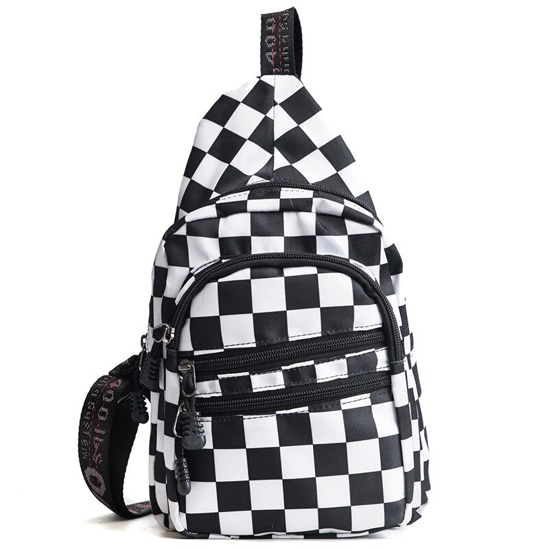 Heuptas dames heren unisex borsttas rooster schaakbord heuptas dames schoudertas geruite handsfree tas: Default Title