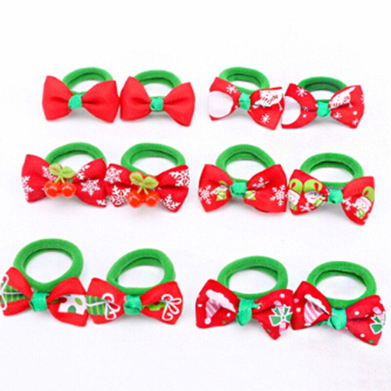 Christmas Hair Rope Tree Santa Bell Snowman Kids Elastic Hair Band Lovely Girls Hair Accessories