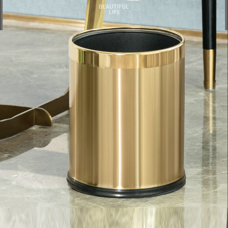 nordisch Goldene Mülleimer Hause Küche Badezimmer Wohnzimmer Wc Mülleimer Luxuriöse Geruch Beweis Abfall Eimer Hotel Reinigung Werkzeuge