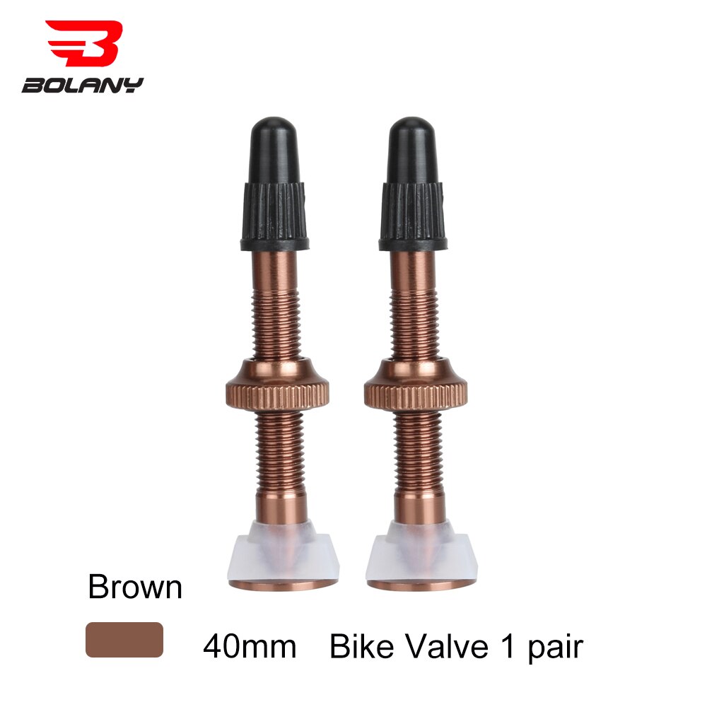 BOLANY 1 Pair Bicycle Valve 40mm /60mm MTB Road Bike Extender Valves Tubeless Vacuum Nozzle Aluminum Alloy Sealant Accessories: 40MM Brown 1 Pair