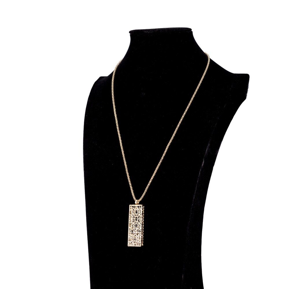 Charmant Hollow Rechthoek Column Vrouwen Hanger Ketting Gold Metal Zirkoon Kralen Hangers Ketting Kostuum Sieraden