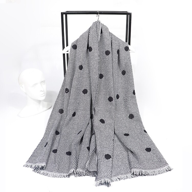 Épaississement couleur unie treillis points doux femmes écharpe cachemire foulards dames châle enveloppement automne hiver pashmina unisexe silencieux: Default Title