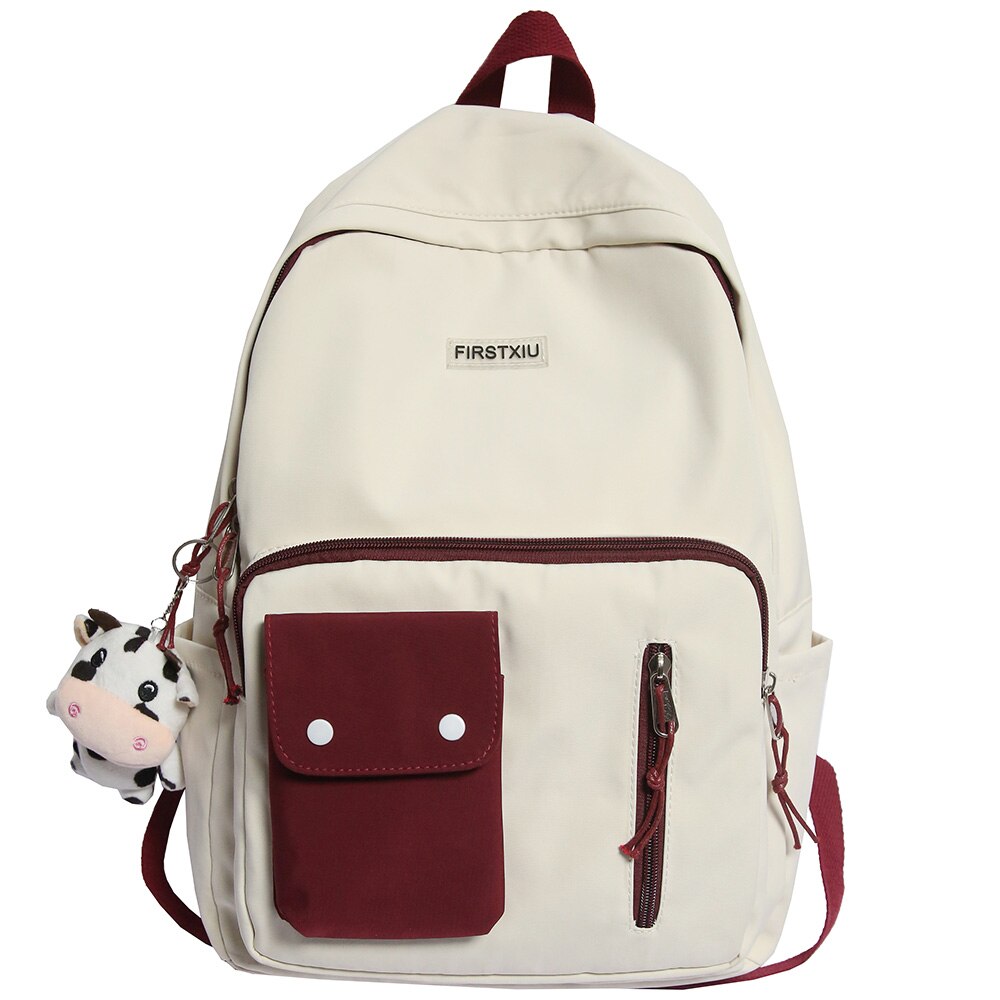 Harajuku Lady Kawaii plecak fajne kobiety śliczna torba szkolna dziewczyna studentka plecak Laptop kobieta książka Preppy torby Trendy nowość: white / With Cow doll