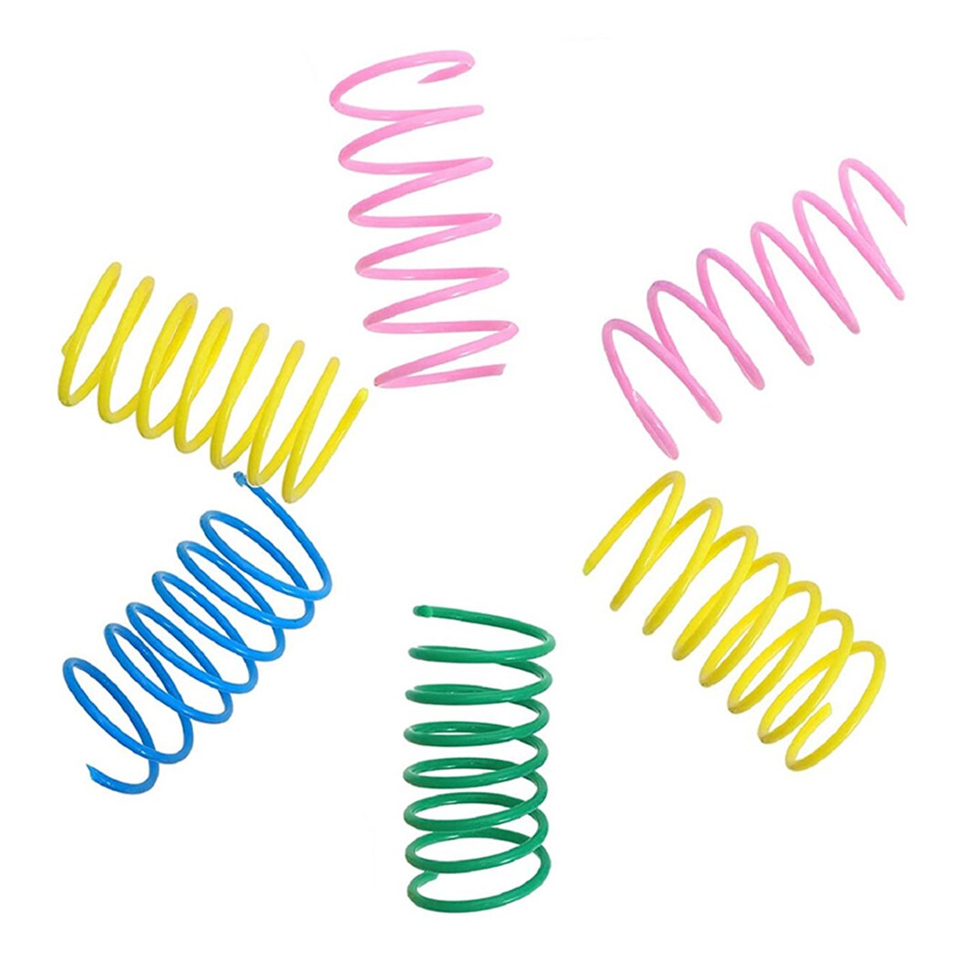 Resorte de plástico para gato, muelle en espiral de colores para mascotas, interactivo juguete duradero y Flexible, herramienta para mascotas, 20 Uds.
