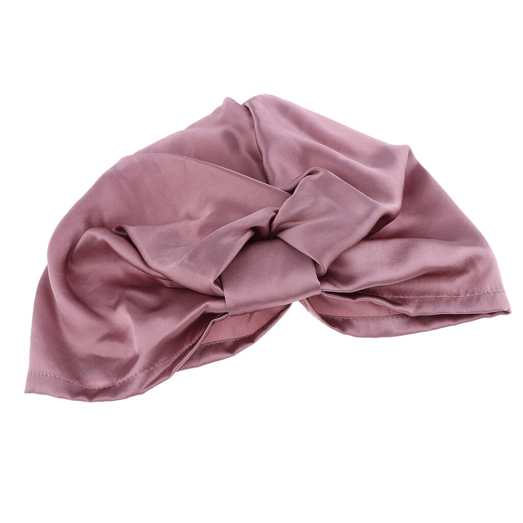 Silk Sleep Hat Wraps Night Cap Hair Care Bonnet Womens Hat: Pink