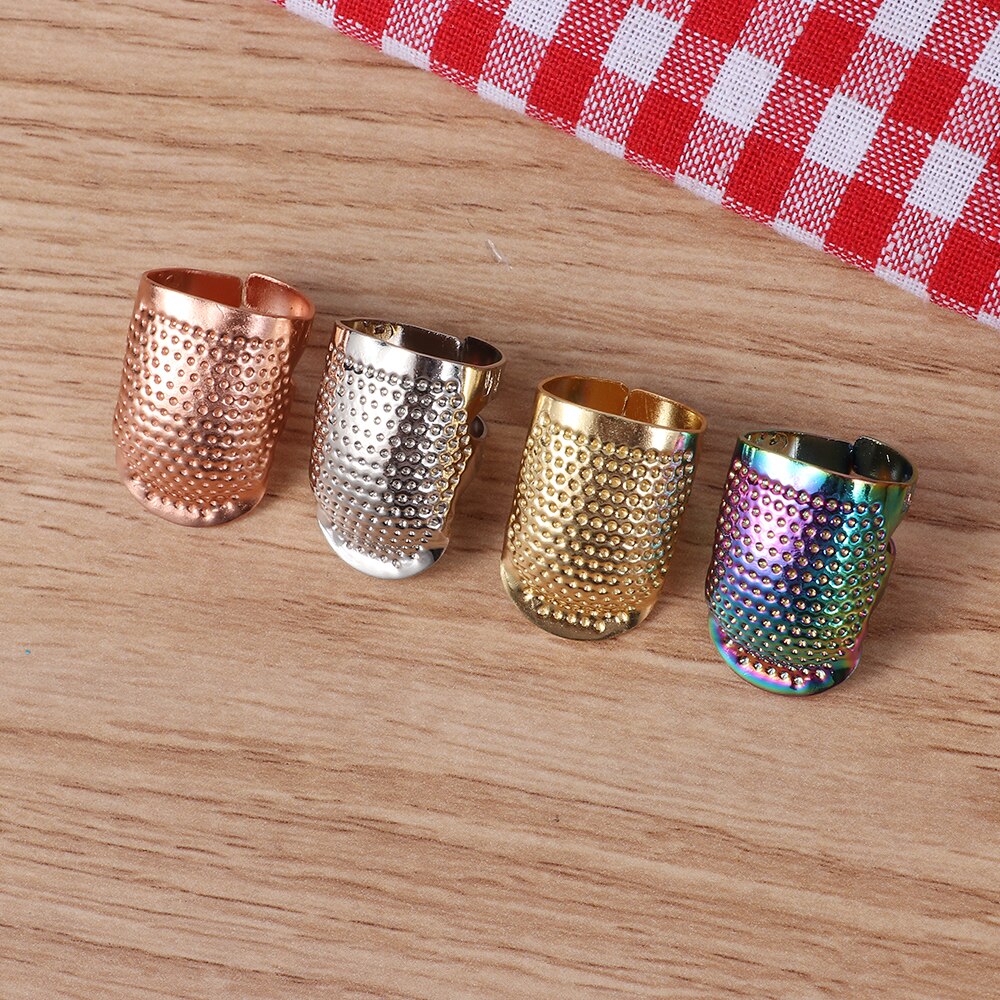 Dedal de aguja de oro Vintage, Protector de dedos, accesorios de costura de Metal, herramientas de costura para trabajo a mano, anillo antiguo, manualidades DIY