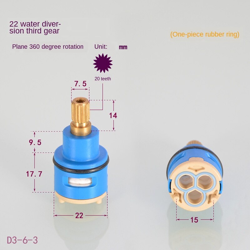 Spool Three-stage diverter valve core 22 / 26mm shower three-stage switch faucet valve core valve switch accessories: D3-6-3