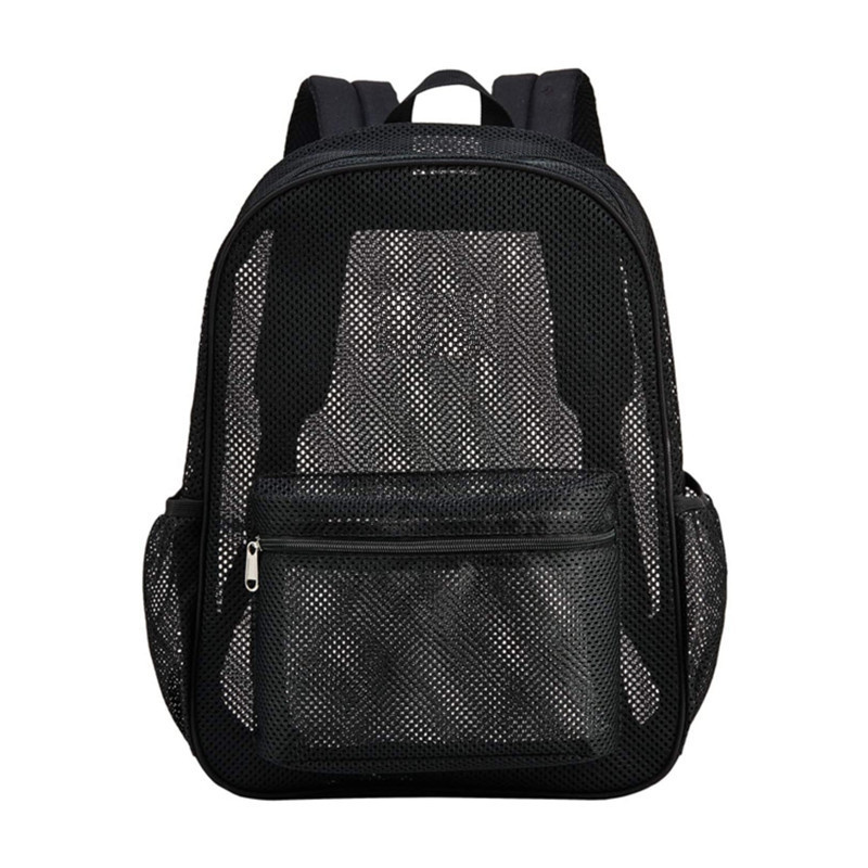 Mochila con de malla simple, bolso de playa para viajes al aire libre, bolso escolar para estudiantes de